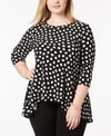 ANNE KLEIN PLUS SIZE PRINTED HIGH-LOW TOP