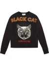 GUCCI GUCCI COTTON SWEATSHIRT WITH BLACK CAT PRINT,475373X3I3612663335