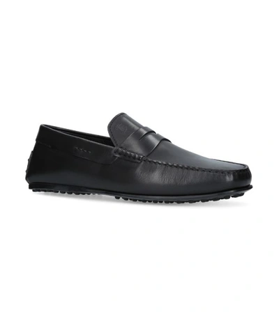 Tod's Gommini Pebbled Leather Penny Drivers In Black