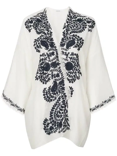 P.a.r.o.s.h Contrast Embroidered Kimono Jacket In White