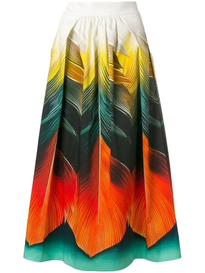 Mary Katrantzou Bowles Folk-print Cotton-poplin Midi Skirt In Flight