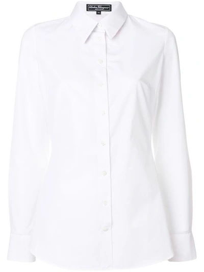 Ferragamo Bouquet Printed Cotton Poplin Shirt In White