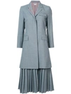THOM BROWNE Pleated Bottom Chesterfield Overcoat In School Uniform Plain Weave,FOC344A0287212551033