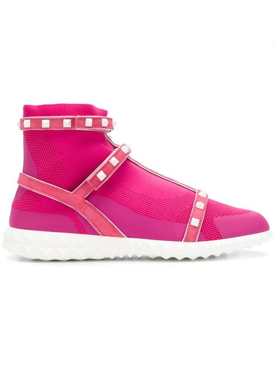 Valentino Garavani Free Rockstud High-top Sneakers In Pink