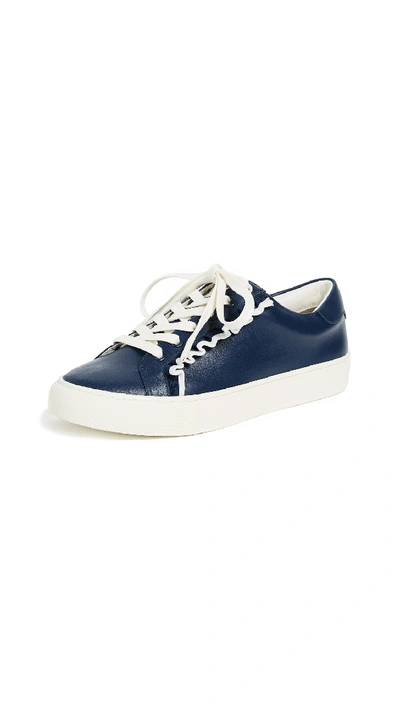 Tory Sport Ruffle Trainer In Navy Sea/ Snow White