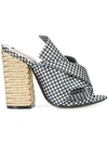 N°21 Nº21 GINGHAM ABSTRACT BOW MULES - BLACK,872112653331
