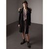 BURBERRY Hooded Wool Blend Coat with Detachable Fur Trim,40685331