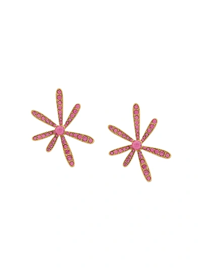 Oscar De La Renta Daisy Pave Earrings