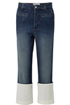 LOEWE FISHERMAN GAUZE-TRIMMED HIGH-RISE STRAIGHT-LEG JEANS