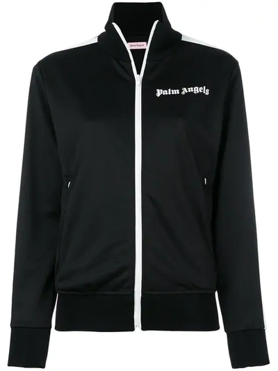 Palm Angels Striped Satin-jersey Track Jacket In Black White