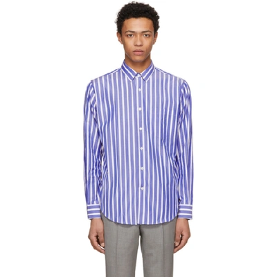 Ami Alexandre Mattiussi Ssense Exclusive Blue And White Large Stripe Shirt In Bluewhite