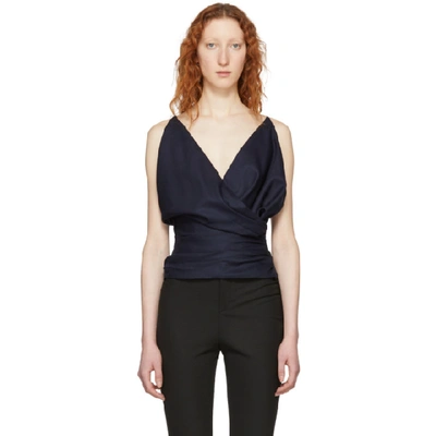Jacquemus Le Top Sao Draped Wool Top In Black