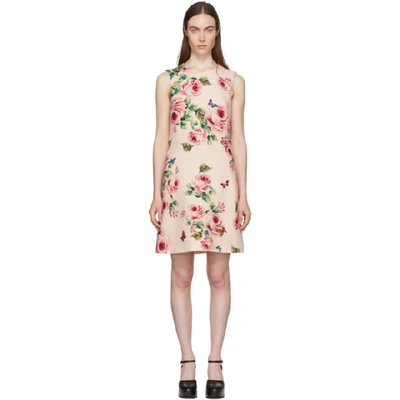 Dolce & Gabbana Rose And Butterfly-print Wool-blend Dress