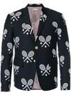 THOM BROWNE THOM BROWNE HIGH ARMHOLE SINGLE BREASTED SPORT COAT IN SUPER 120’S TWILL WITH BRODERIE ANGLAISE TENN,MJC159E0273212546352