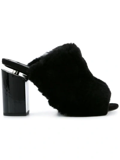 Alexander Wang Avery Fur Mule Sandal In Black