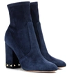 VALENTINO GARAVANI ROCKSTUD SUEDE ANKLE BOOTS,P00298312