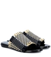 PROENZA SCHOULER WOVEN LEATHER AND BAST SLIDES,P00292996