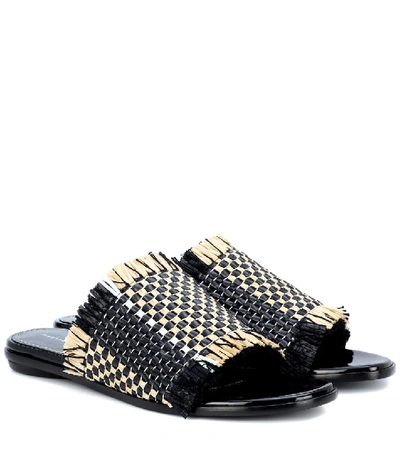Proenza Schouler Woven Leather And Bast Slides In Multicolor