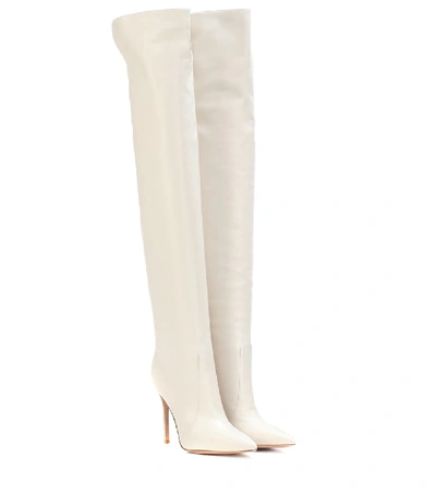 Gianvito Rossi 105mm Over The Knee Nappa Leather Boots In White