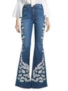 AO.LA Floral Embroidered Bell-Leg Jeans