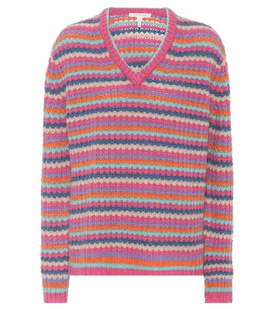 Marc Jacobs Striped Cashmere Pullover In Pink Multicolor