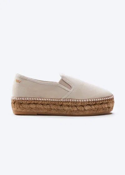 Viscata Castell Canvas Espadrille Platforms In Beige