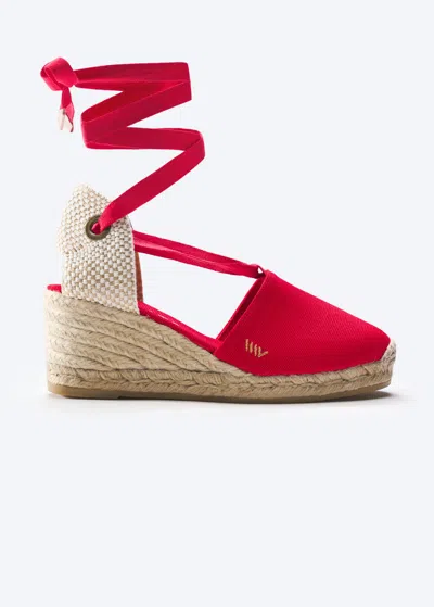 Viscata Escala Canvas Espadrille Wedges In Red