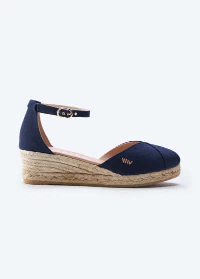 Viscata Formiga Canvas Espadrille Wedges In Navy Blue
