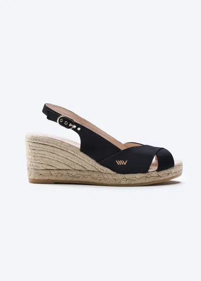 Viscata Llansa Canvas Espadrille Sandal Wedges In Black