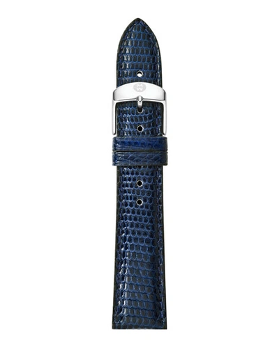 Michele 16mm Navy Lizard Watch Strap Ms16aa030400 In Blue