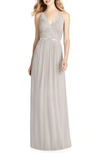 JENNY PACKHAM PLEAT BODICE CHIFFON A-LINE GOWN,JP1009