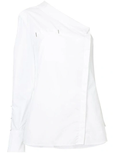 Mugler Asymmetric One-shoulder Shirt In White