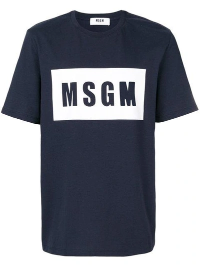 Msgm Logo印花t恤 In Blue