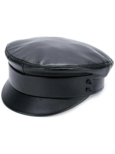 Ruslan Baginskiy Hats Women's Leather Baker Boy Cap In Black
