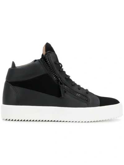 Giuseppe Zanotti Kriss Black Leather And Suede Mid Trainers