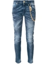PIERRE BALMAIN BIKER JEANS WITH HANGING CHAINS,FP58201JH825312664556