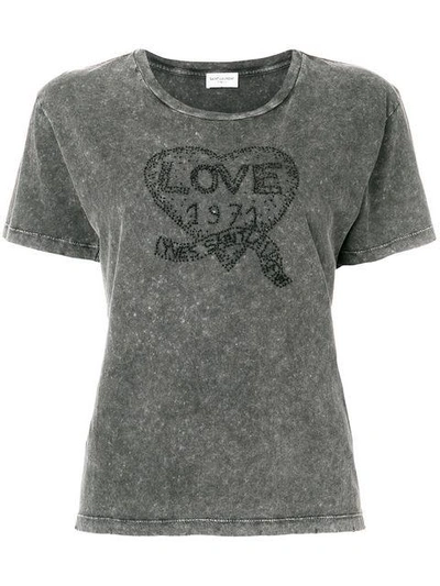 Saint Laurent T-shirt Mit "love"-logo In Grey