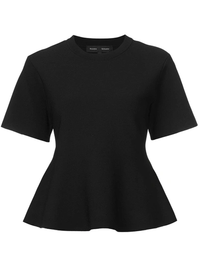 Proenza Schouler Short Sleeve Flare Knit Top In Nero