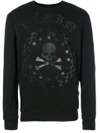 PHILIPP PLEIN PHILIPP PLEIN CRYSTAL SKULL SWEATSHIRT - BLACK,MJO0333PJY002N12643249