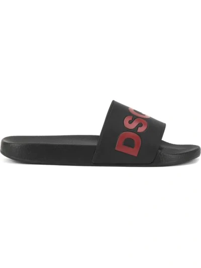 Dsquared2 Logo Rubber Slide Sandals In Black
