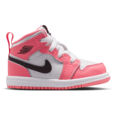 Jordan Kids'  Aj 1 Mid In White/pink Gaze/black