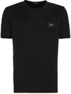Dolce & Gabbana Black T-shirt With Logo Tag Detail On The Front In Cotton Man In Black