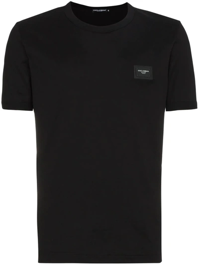 Dolce & Gabbana Black T-shirt With Logo Tag Detail On The Front