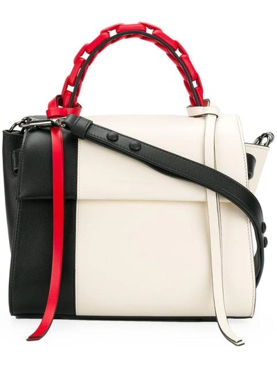 Elena Ghisellini Tri-tone Leather Top Handle Bag In Ivory