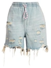 ALEXANDER WANG T Destroyed Drawstring Denim Shorts