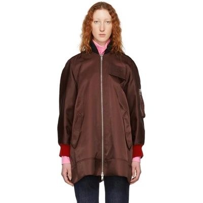 Calvin Klein 205w39nyc Oversized Logo-embroidered Twill Bomber Jacket In Burgundy
