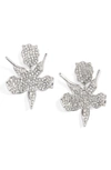 LELE SADOUGHI ALLOVER CRYSTAL LILY EARRINGS,LS0555CR