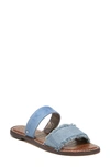 Sam Edelman Gala Two Strap Slide Sandal In Mid Blue Denim Fabric