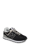 New Balance 574 Leather-trimmed Suede And Mesh Sneakers In Black