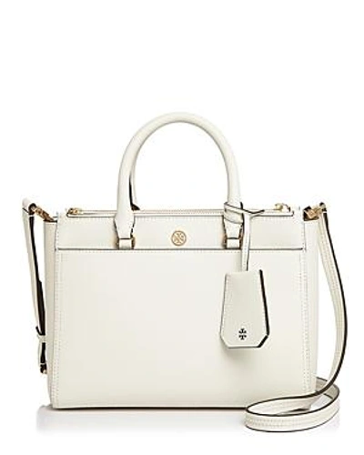 Tory Burch Small Robinson Double-zip Leather Tote - Ivory In Birch / Shell Pink